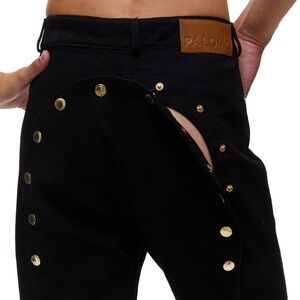 Palomo Spain ASS-AIR FLARED BLACK DENIM TROUSERS